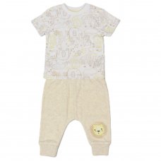 E13305:  Baby Boys Jungle T-Shirt & Pointelle Jog pant Outfit (0-6 Months)